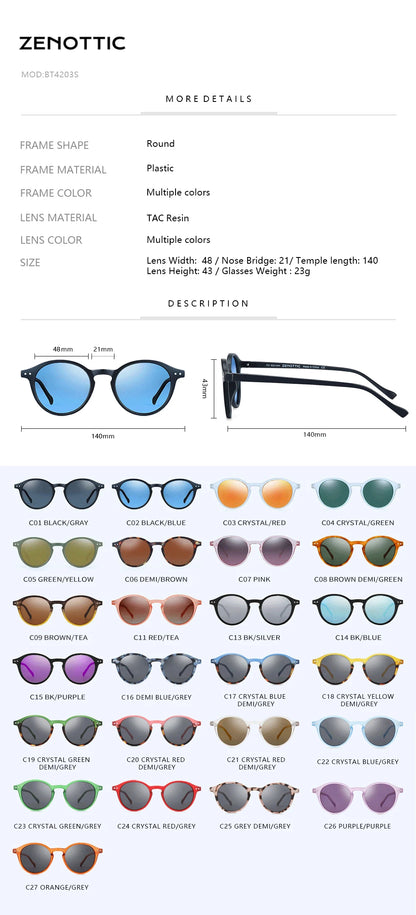ZENOTTIC Retro Small Round Polarized Sunglasses – Vintage UV400 Shades for Men & Women