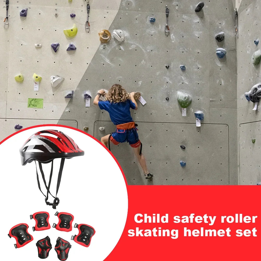 7-Piece Kids Bicycle Protective Gear Set – Helmet, Knee & Elbow Pads for Boys & Girls, Adjustable 48-55cm, Ages 5-12
