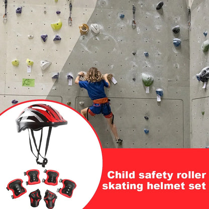 7-Piece Kids Bicycle Protective Gear Set – Helmet, Knee & Elbow Pads for Boys & Girls, Adjustable 48-55cm, Ages 5-12