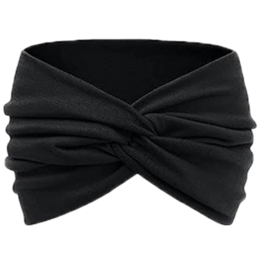 Wide Solid Color Turban Headband – Non-Slip Yoga, Running & Casual Hair Accessory