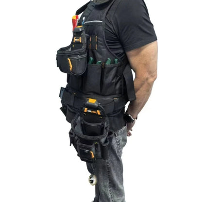 TOOLSTACK Heavy-Duty Work Vest - Multi-Pocket Breathable Adjustable Construction & Electrician Utility Vest