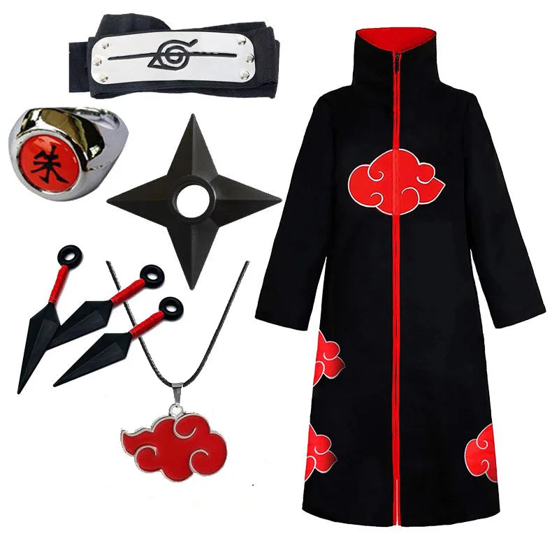Naruto Hokage Cosplay Costume - Black and White Ninja Outfit with Itachi Akatsuki and Fourth Hokage Cape