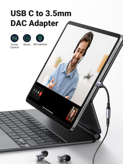 USB-C to 3.5mm Audio Adapter – Type-C to Headphone Jack with 24bit/96kHz HiFi DAC for Galaxy S23, S22, S21, S20