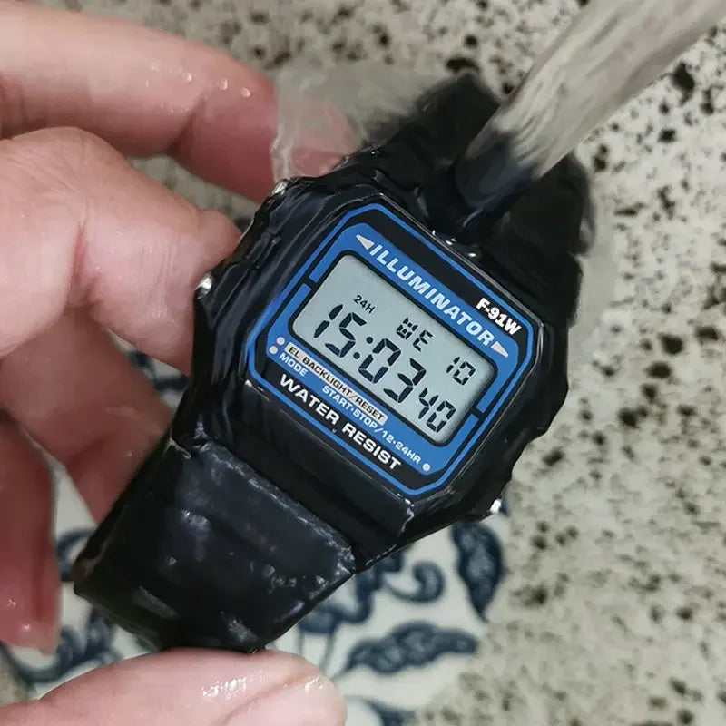 F91W Digital Sports Watch for Men and Women - Waterproof LED Electronic Military-Style Wristwatch