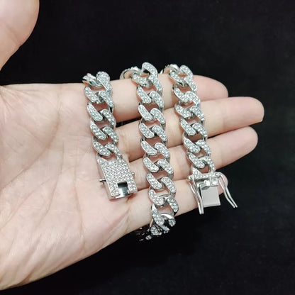 Hip-Hop Iced Out Bling Chain Necklace – 13mm Miami Cuban Chain for Men & Women, High-Quality Fashion Jewelry