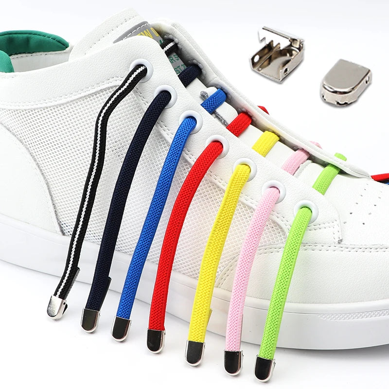 No-Tie Elastic Shoelaces – One Size Fits All Sneakers for Adults & Kids, Flat Tieless Shoestrings