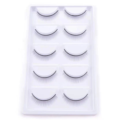 5 Pairs Manga Style Cosplay False Eyelashes – Soft Natural Short Mink Strip Lashes with Clear Band