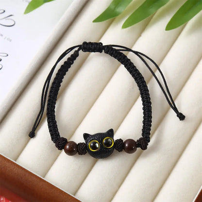 Luminous Cat Matching Bracelets for Couples | Glow-in-the-Dark Black & White Friendship Bangles | Cute Gift for Him & Her