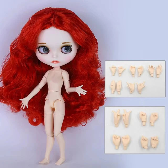 ICY DBS Blythe 1/6 BJD Doll - 30cm Jointed Body with White Skin & Shiny/Matte Face