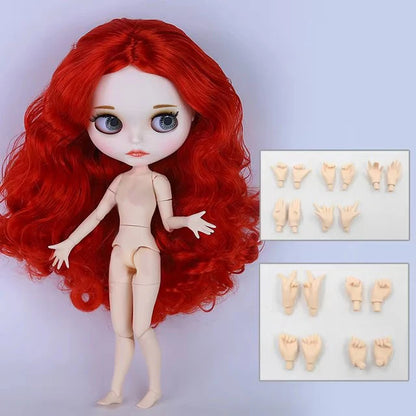 ICY DBS Blythe 1/6 BJD Doll - 30cm Jointed Body with White Skin & Shiny/Matte Face