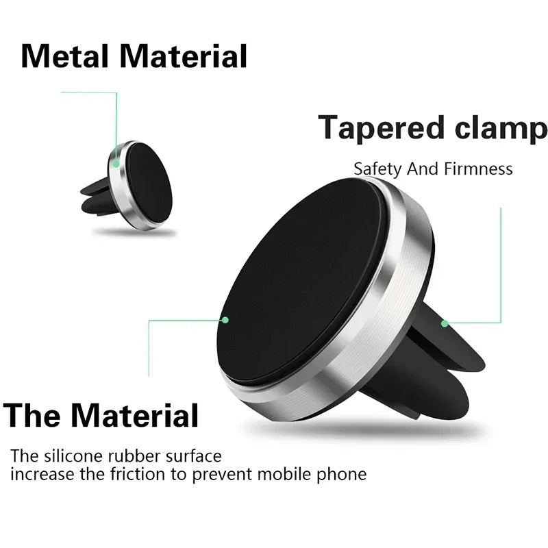 Magnetic Car Phone Holder – Air Vent Mount Stand for iPhone, Samsung, Xiaomi, Huawei Smartphones