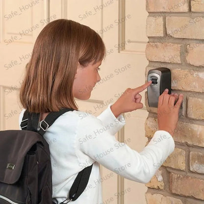 Wall-Mounted Key Lock Box with 4-Digit Code - Keyless Security Safe for Home and Office, Secret Key Storage Organizer