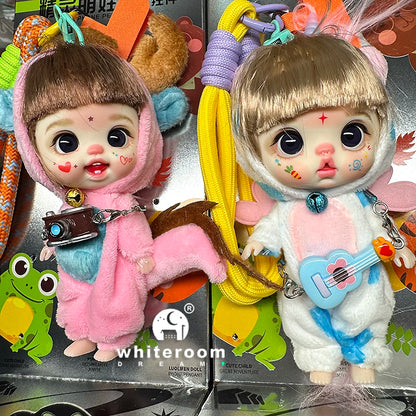 Mini Labbu Pocket Doll – Jointed Blythe-Style Boy & Girl Doll for Girls, Rainbow Ball Mobile Phone Decoration
