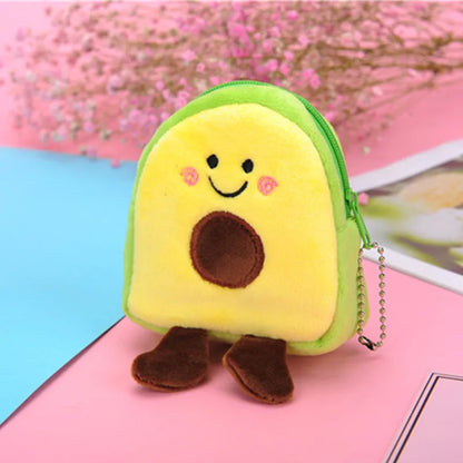 Cute Fruit Avocado Shaped Coin Purse - Plush Key Chain, USB Cable, Lipstick Storage Bag & Pendant Toy Gift