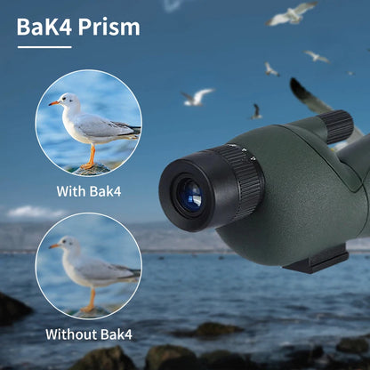 25–75x60 Zoom Spotting Scope – ED Lens Bak4 Prism Monocular Telescope for Bird Watching & Camping