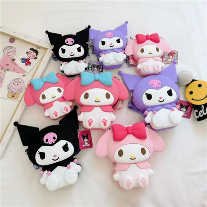 Sanrio Hello Kitty Princess Kawaii Fashion Bag: Small Silicone Storage Purse - Anime Cartoon Model Toys for Kids - Lovely and Unique Gift