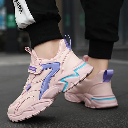 Kids Sport Casual Shoes — Leather Sneakers for Girls & Boys (Ages 5-16), Outdoor Running, Soft Sole, Anti-Slip Walking Footwear