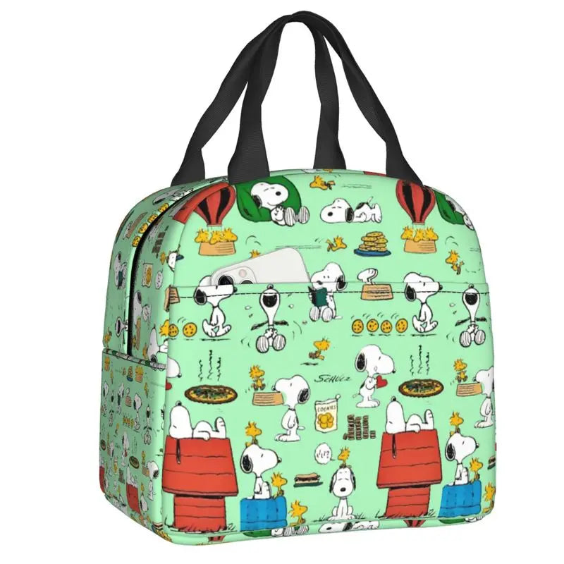 Custom Cute Snoopy Cartoon Insulated Lunch Tote Bag – Portable Thermal Cooler for Women, Work, School & Travel