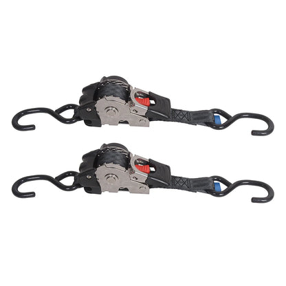 2 Pack Bolt-On Retractable Ratchet Tie Down Straps – Heavy Duty Stainless Steel Auto Retracting Cargo Securing Straps for Transport & Truck Use