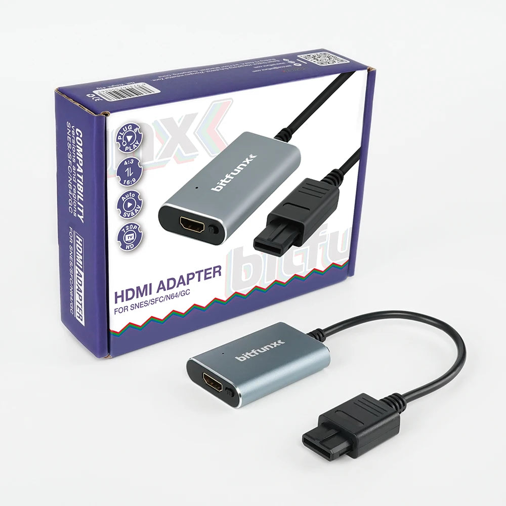Bitfunx 720P HDMI Adapter – S-Video & AV to HDTV Converter for N64, SNES, SFC, NGC, NTSC & PAL Consoles