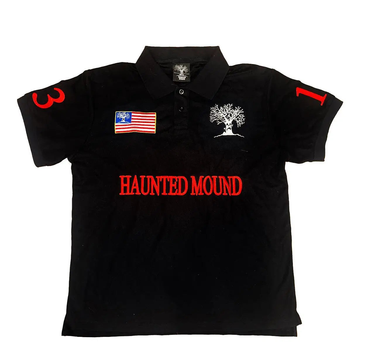 Haunted Mound Polo Shirt - Retro Y2K Streetwear Cotton Embroidered Short Sleeve Casual Top for Men
