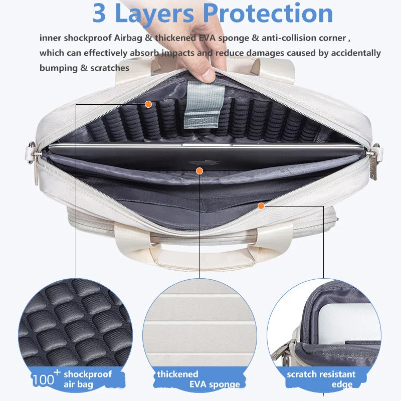 Shockproof Laptop Shoulder Bag for 13.3 15.6 inch Macbook Air, M1, M2, 2023 Pro, 16, 14 inch Huawei, Dell, Lenovo, HP - Messenger Handbag