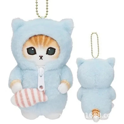 Hot Kawaii Plush Keychain Pendant — Mofusand Shark Cat & Cross-Dressing Hello Kitty/Kuromi Backpack Charm