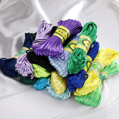 20m/Lot Chinese Knotting Silk Macrame Cord – 1.5mm & 2mm Nylon Black Satin Beading & Shamballa Thread