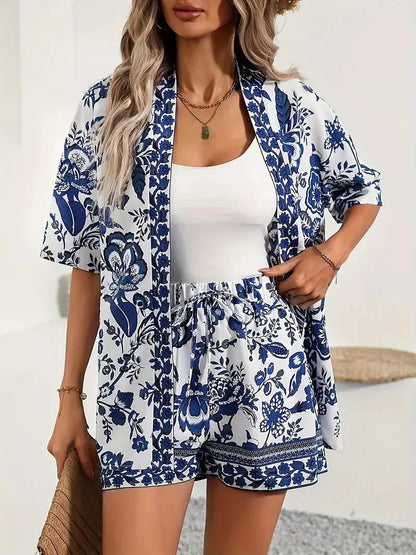 2025 Women’s Casual Printed Short Pants Set – Loose Summer Two-Piece Outfit for Women