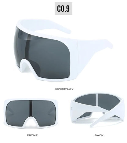 2025 Oversized Punk Shield Sunglasses – Luxury Steampunk Big Frame UV400 Sport Goggles for Women & Men