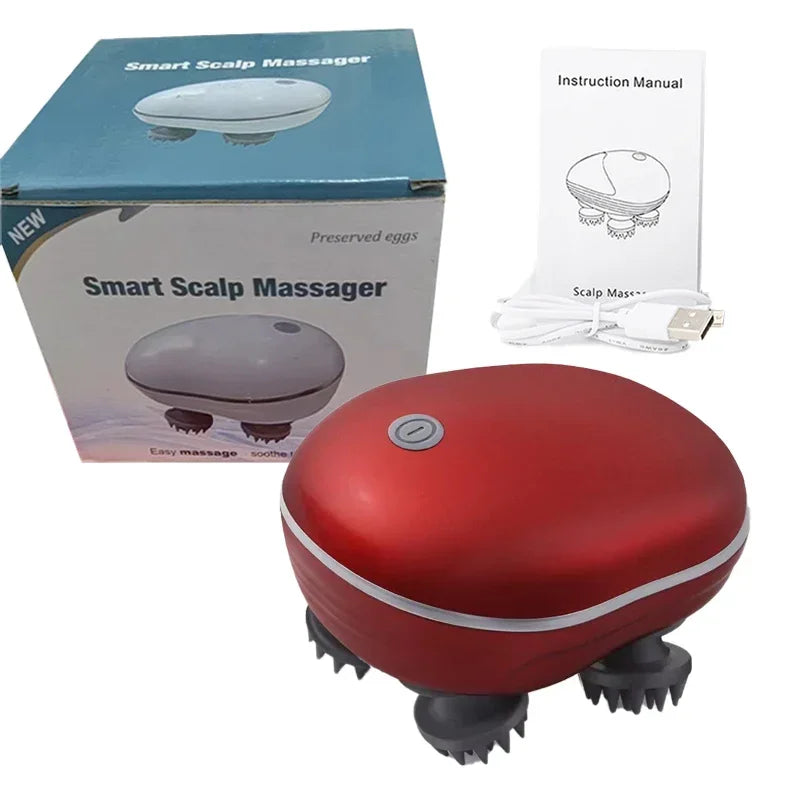 Electric Scalp Massager with Red Light Therapy – Antistress Body Massage Tool for Muscle Tension & Tiredness Relief