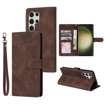 Magnetic Leather Wallet Case for Samsung Galaxy S25 Ultra–S8 – Skin-Friendly Flip Cover with Card Slots & Stand Function