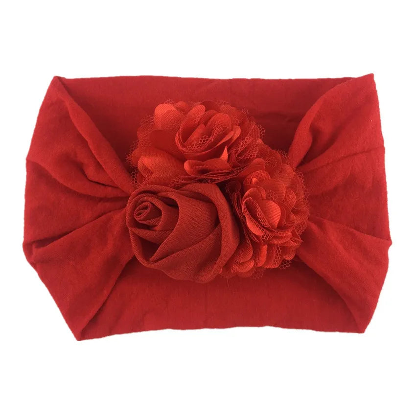 Baby Girls Soft Stretch Flower Headband Wide Nylon Knot Headwrap Kids Hair Band Newborn Photo Prop Accessories