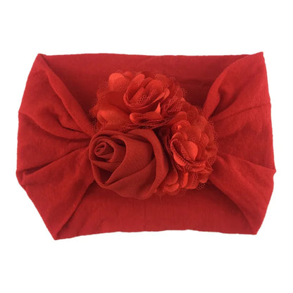 Baby Girls Soft Stretch Flower Headband Wide Nylon Knot Headwrap Kids Hair Band Newborn Photo Prop Accessories