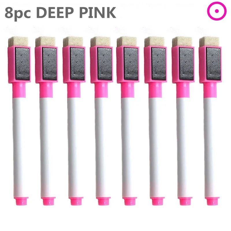 8PC Magnetic Whiteboard Markers – Colorful Blackboard & Whiteboard Pens with Built-In Eraser for School, Kids Drawing & Graffiti