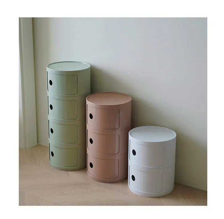 Nordic Round Bedside Table – Mini 2/3/4/5 Layer Cute Storage Cabinet, Creative Living Room & Bedroom Furniture