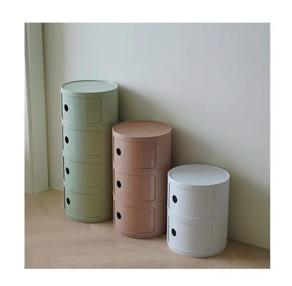 Nordic Round Bedside Table – Mini 2/3/4/5 Layer Cute Storage Cabinet, Creative Living Room & Bedroom Furniture
