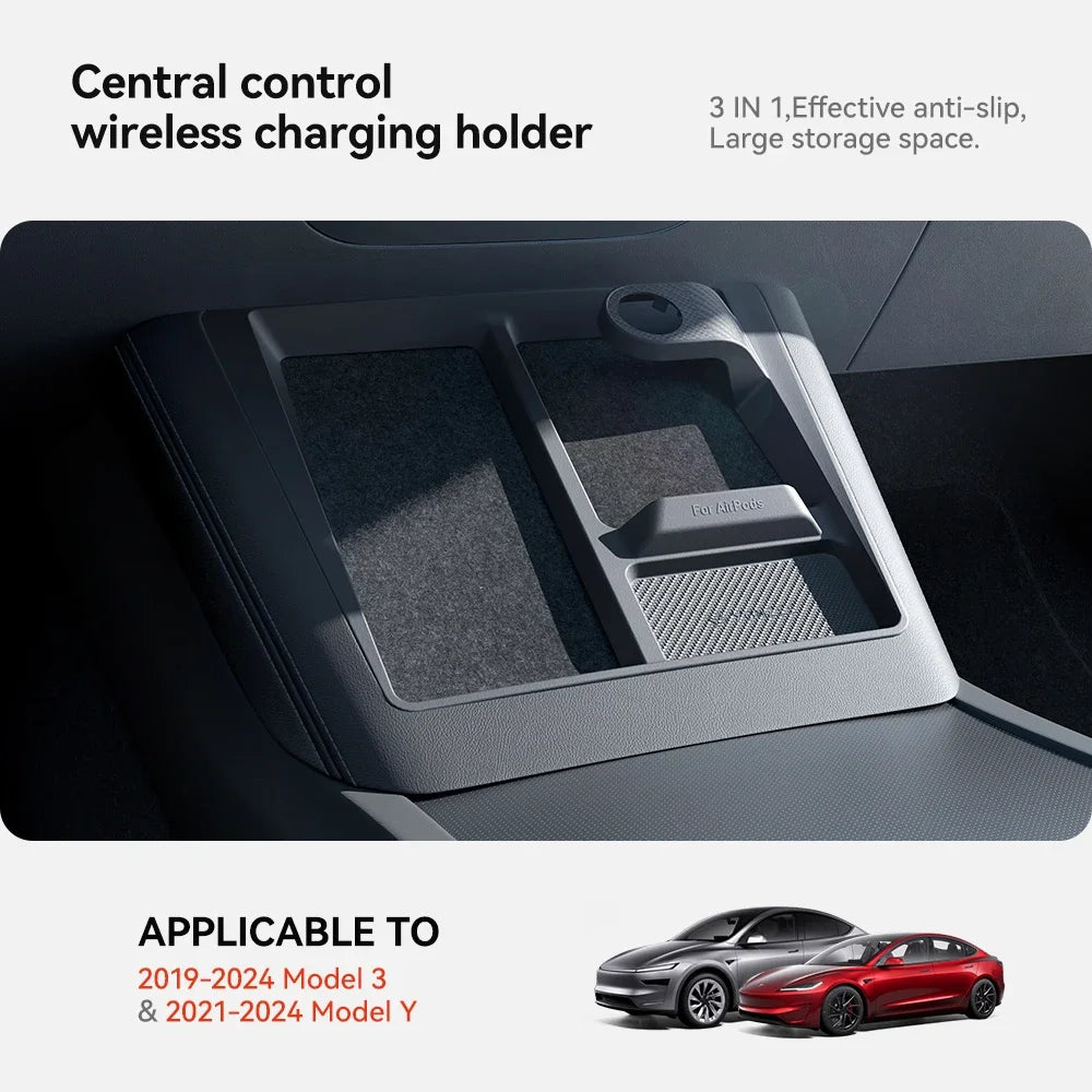 Wireless Charging Protective Frame for Tesla Model 3/Y Highland - Non-Slip Limiter for Phones, Headphones, and Watches