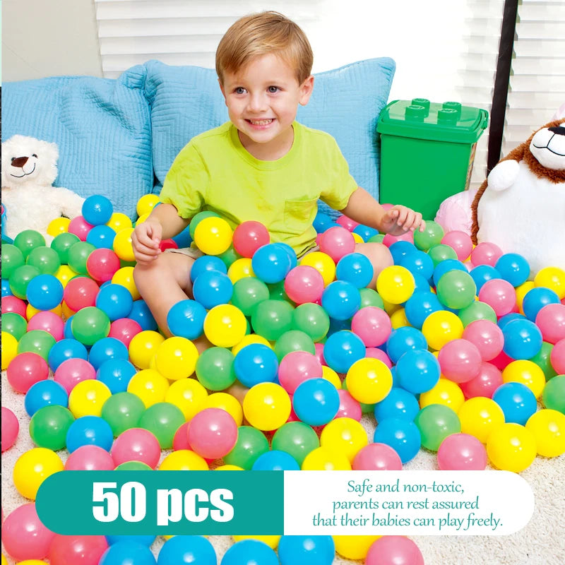 Colorful Baby Plastic Balls — Water Pool & Ocean Wave Balls with Basketball Hoop for Kids, Outdoor Tent Playhouse Toys