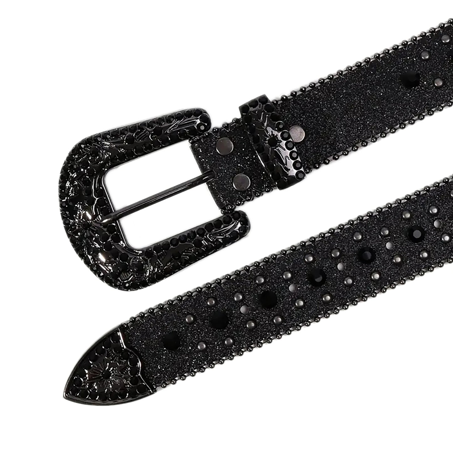 Women's Rhinestone Western Belt – Fashion Leather Cowboy Belt with Man-Made Diamonds for Jeans & Outfits