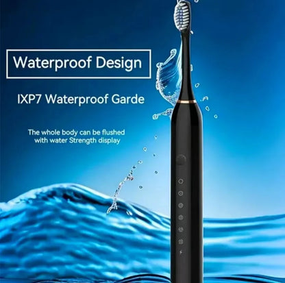 Sonic Electric Toothbrush for Adults – USB Rechargeable IPX7 Waterproof with DuPont Brush Heads & 6 Cleaning Modes