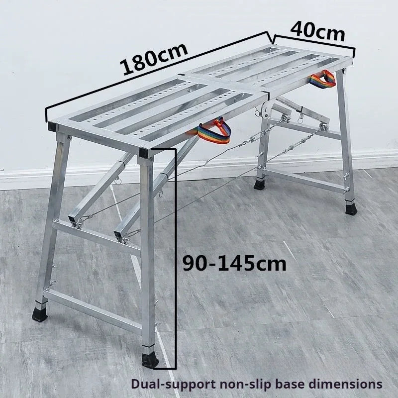 Foldable Steel Scaffolding Ladder – Portable Construction Workbench & Elevated Platform for Home Decoration, Renovation & Heavy-Duty Building Use