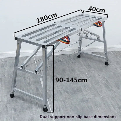 Foldable Steel Scaffolding Ladder – Portable Construction Workbench & Elevated Platform for Home Decoration, Renovation & Heavy-Duty Building Use
