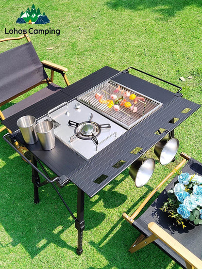 Lohascamping Folding IGT Table – Lightweight Portable Roll-Up Table with Adjustable Legs for Camping, BBQ & Outdoor Cooking