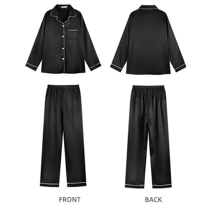 2024 Women's Silk Pajama Set – Sexy Long-Sleeve Cardigan Sleepwear, Ice Silk Pijamas for Home Comfort