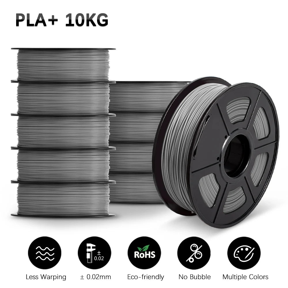SUNLU 10KG 3D Printer Filament Set – 1.75mm PLA, PETG, PLA+ & Clear, 10 Rolls x 1KG Neatly Wound for 3D Printers & 3D Pens