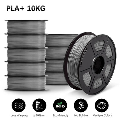 SUNLU 10KG 3D Printer Filament Set – 1.75mm PLA, PETG, PLA+ & Clear, 10 Rolls x 1KG Neatly Wound for 3D Printers & 3D Pens