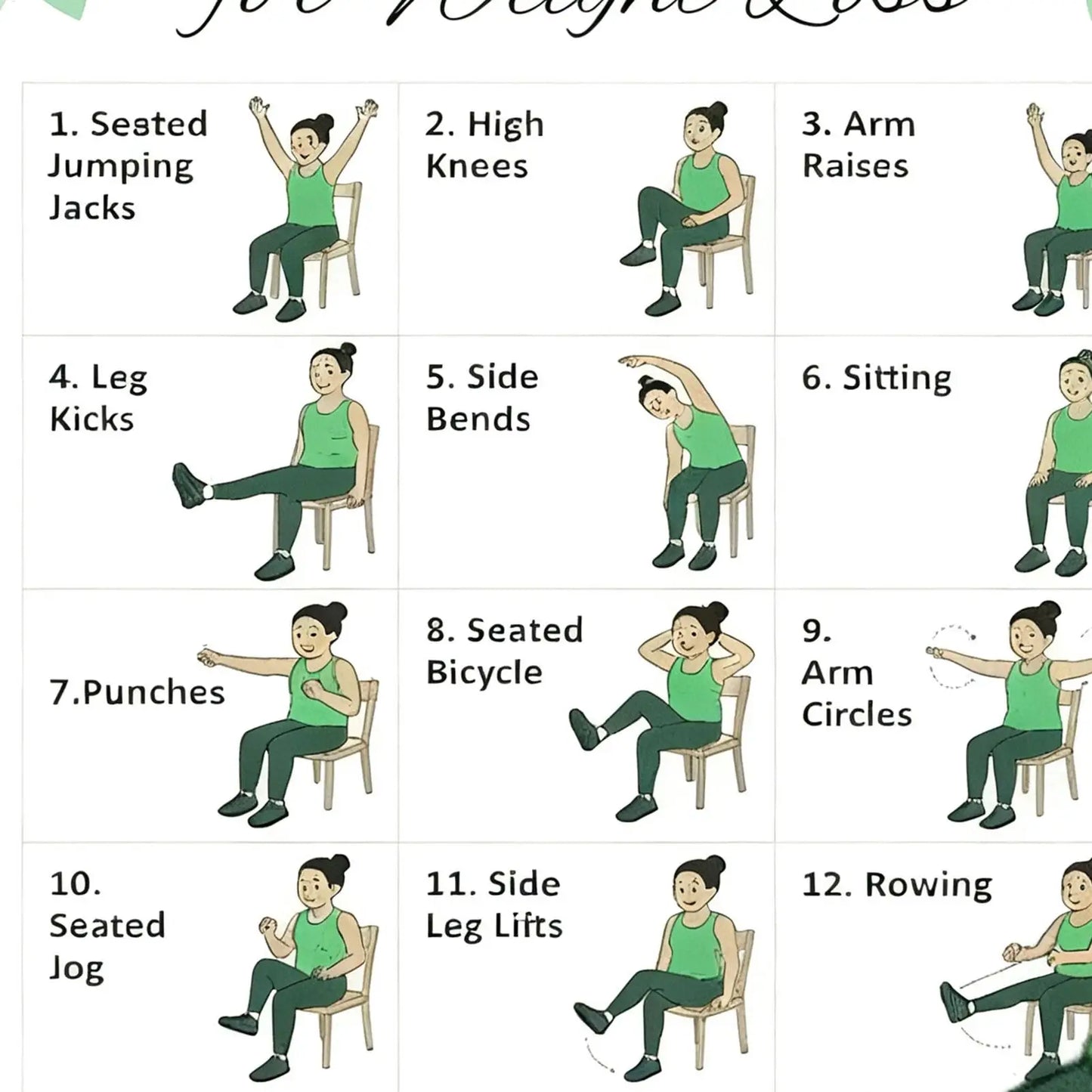 30-Day Chair Yoga Workout Chart Set – 2-Piece Guide for Seniors & Beginners, Improve Mobility, Balance & Flexibility
