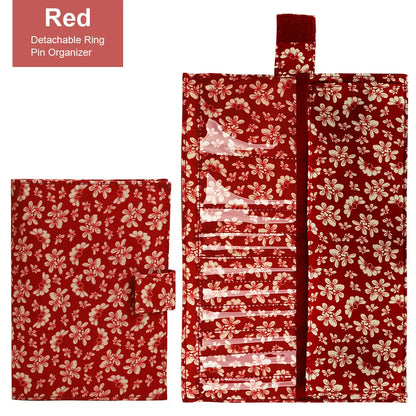 Cotton Knitting Needles Organizer Bag – Red Detachable Storage for Crochet Hooks & Sewing Accessories