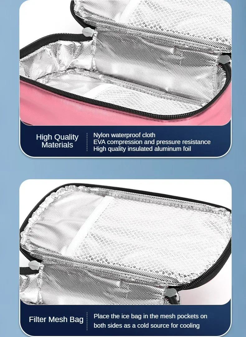 5-Color Portable Insulin Cooling Bag — Waterproof Thermal Diabetic Pill Protector, Gel-Free Insulated Cooler